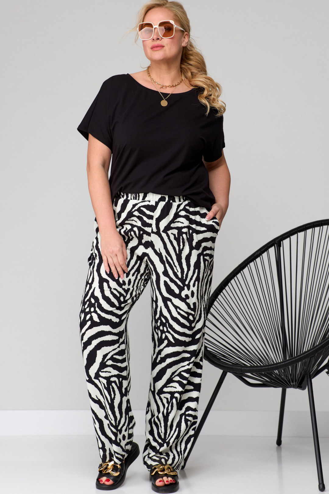 Брюки SOVA 11140 дизайн зебра - фото 1